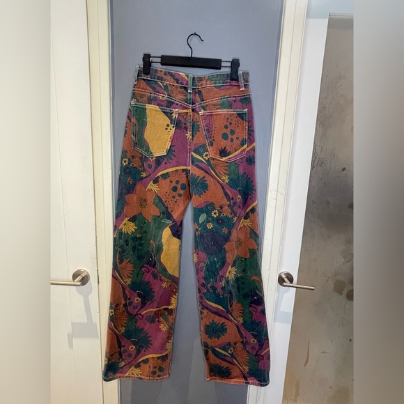 High Waist Floral Wide Leg Jeans - Picture 4 of 7